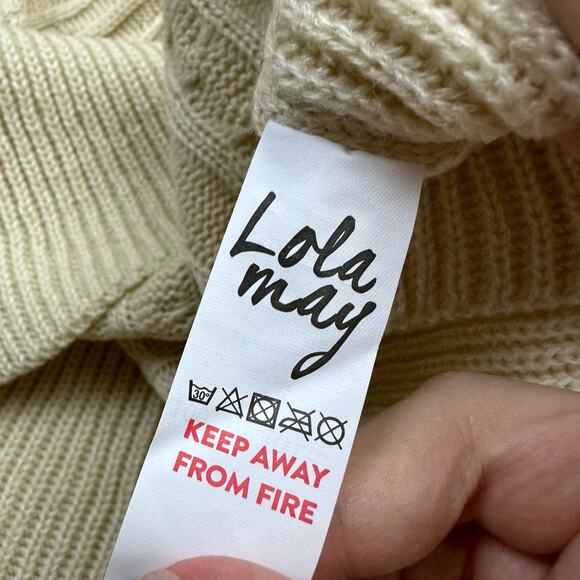 ASOS Lola May Chinky Knit Tan Beige Weave Peplum Sweater Tank Size 12 - Picture 12 of 13